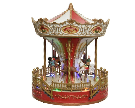 Winter Carnival Carousel With Battery Operated Flashing Lights (28x23.5 cm)