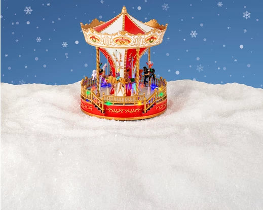 Winter Carnival Carousel With Battery Operated Flashing Lights (28x23.5 cm)