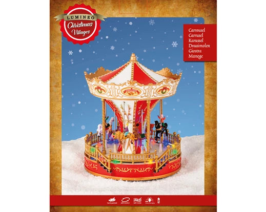 Winter Carnival Carousel With Battery Operated Flashing Lights (28x23.5 cm)