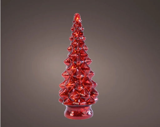 Christmas Tree Glass Red Battery Operated LED (H.24cm)