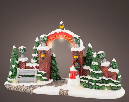 Christmas Arch Village Scene LED Battery Operated (L.8.5cm x W.28cm x H.15cm)