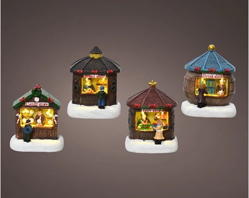 Christmas Village Stall Scene Assortment Battery Operated (L.6.3cm x W.9.5cm x H.13cm)