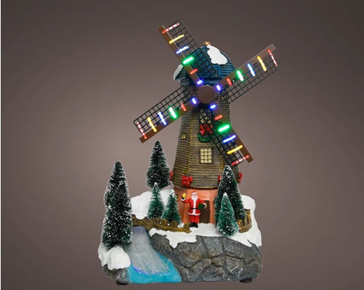 Christmas Windmill Village Scene Battery Operated LED (H.30cm)