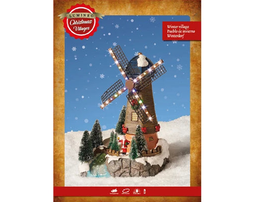 Christmas Windmill Village Scene Battery Operated LED (H.30cm)