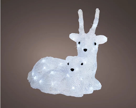 Lumineo LED Flashing Lights Shaped In Acrylic Deer & Baby | Battery Operated (77x32 cm | 150 LED)