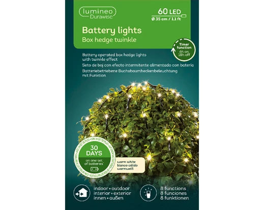 Lumineo Durawise LED Box Hedge Lights With Twinkle Effect| Battery Operated (35 cm | 60 LED)