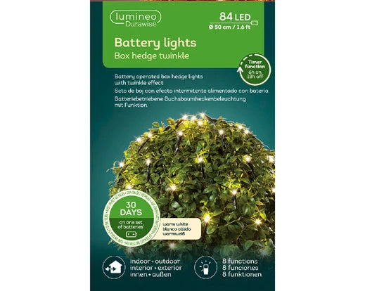 Lumineo Durawise LED Box Hedge Lights With Twinkle Effect| Battery Operated (50 cm | 84 LED)