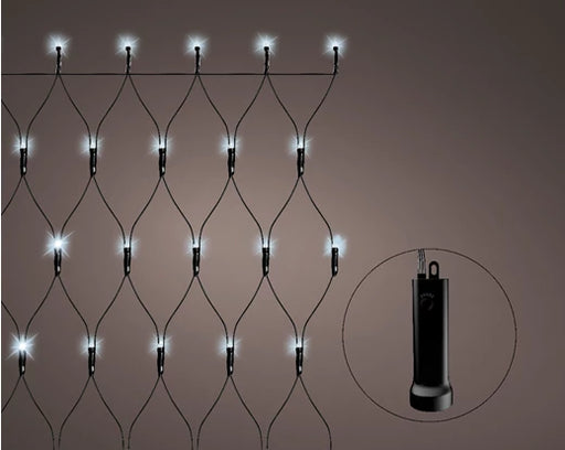 192 LED Lumineo Battery Operated Outdoor Net Lights Twinkle | Black Cable - Cool White (1800cm )