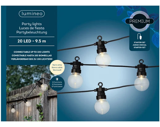 Lumineo Party Lights In Warm White (950cm | 20 Bulbs)