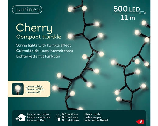 500 Lumineo Cherry Compact Twinkle Lights | White 1100cm