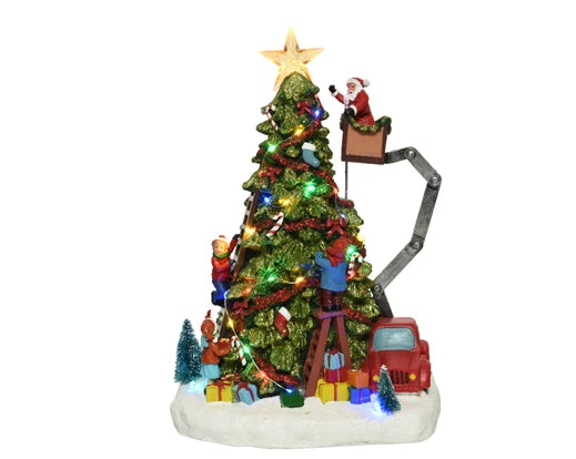 Christmas Village Scene Santa Clause Tree LED (H.39cm)