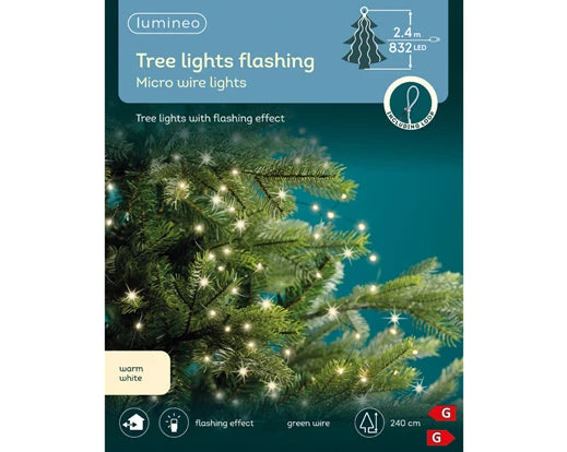 832 Lumineo Christmas Tree Micro LED Flashing Bunch Lights |  Warm White 240cm