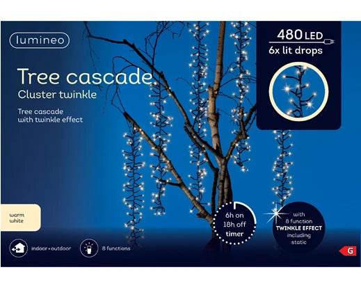 Lumineo LED Tree Cascade Cluster with Twinkle Effect | Warm White (200cm | 480 LED)