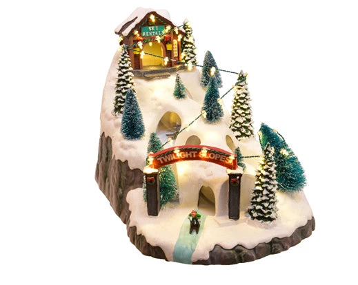 Lumineo Christmas Village LED Ski Scenery With Steady Lights (34x23 cm)