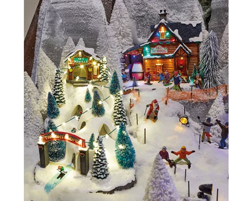 Lumineo Christmas Village LED Ski Scenery With Steady Lights (34x23 cm)