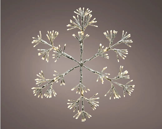 Lumineo LED Silver Snowflake Light Outdoor Metal Frame With 336 Warm White Lights (H.82cm)