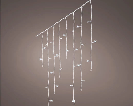 240 Lumineo LED With Snow Fall Effect Icicles Lights | Cool White - 580x70 cm