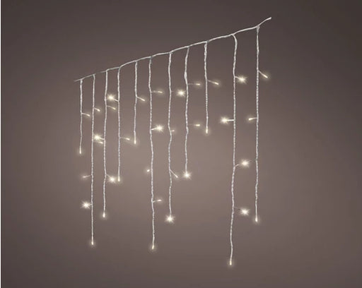 480 LED Lumineo Icicle Snowing Effect Lights Warm White - Transparent Cable (11.8 meters)