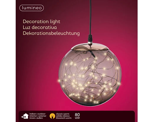 Lumineo Micro LED Ball With Steady Lights - Classic Warm (20 cm | 80 LED)