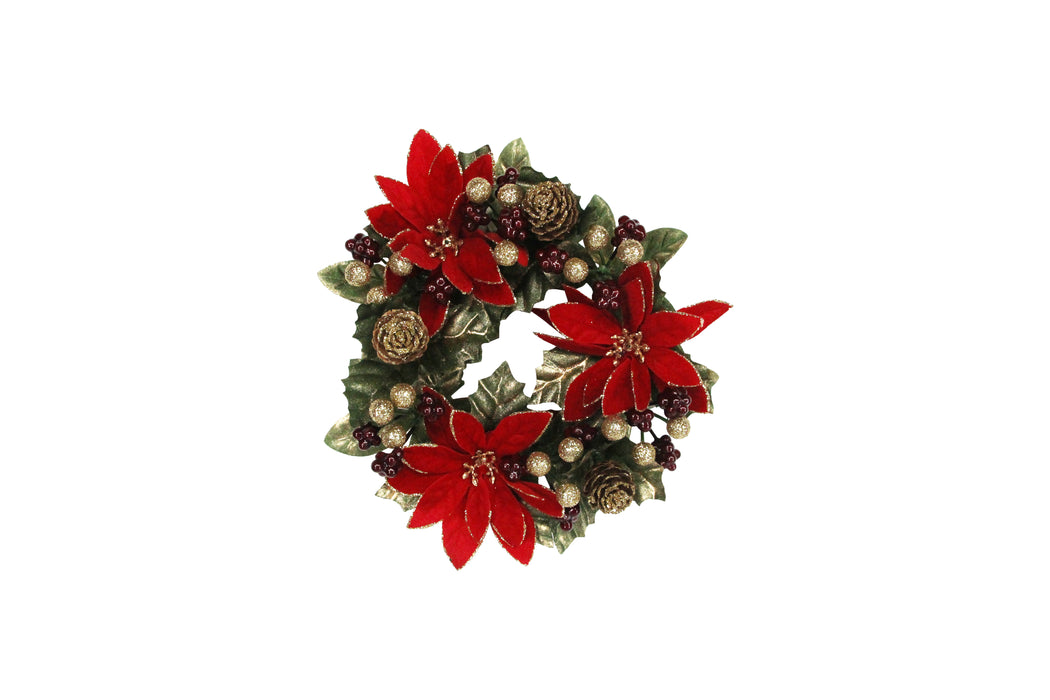 Christmas Candle Ring Holder Poinsettia 18cm