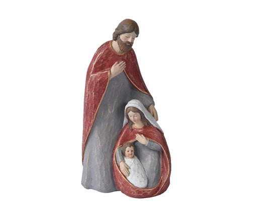 Christmas Nativity Family Figurine - Polyresin (L.13cm x W.9cm x H.23.5cm)