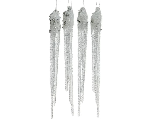 Christmas Icicle Hanging Decoration Clear Silver (1.5x1.5x15cm)