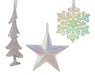 Christmas Hanging Decoration Assortment - Tree, Star, Snowflake Iridescent (L.0.8cm x W.10.5cm x H.10.5cm)