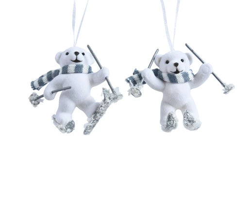 Christmas Hanging Skiing Polar Bear Decoration (H.10cm)