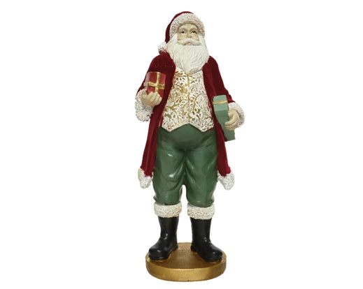 Christmas Santa Standing with Present Ornament (L.9cm W.10.5cm H.24cm)