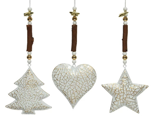 Star, Heart or Tree Hanging Christmas Decoration (8.5x1 cm)