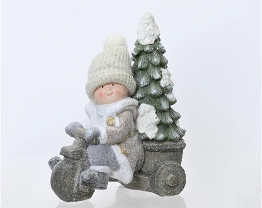 Christmas Boy Figurine Bike (52cm)