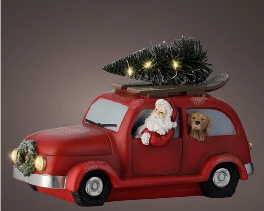 Christmas Car Ornament Battery Operated Red (15cm)