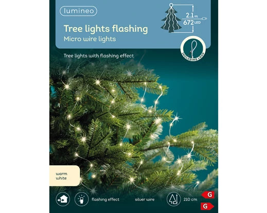 672 Lumineo Christmas Tree Micro LED Flashing Bunch Lights |  Warm White 210cm