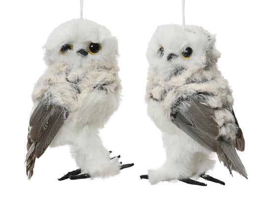 Owl Hanging Christmas Decoration (with Artificial Fur | 13x7 cm)