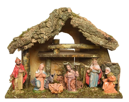 Christmas Nativity Crib with 8 Figures (38x18x29cm)