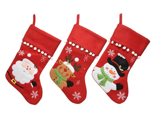 Christmas Stocking Santa, Reindeer or Snowman (40x25 cm)