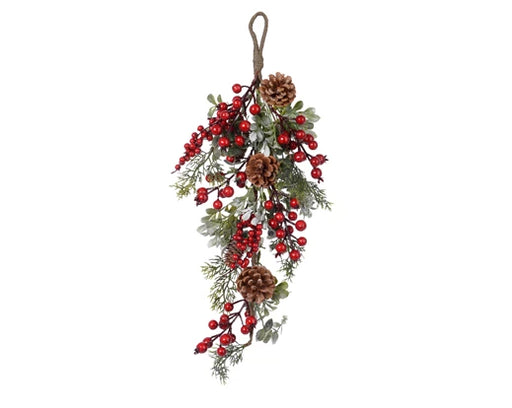 Christmas Spray Berry Pinecones Red (10cm x 25cm x 45cm)