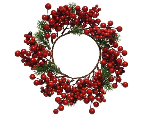 Christmas Wreath Pine Red Berries 28 x 9cm