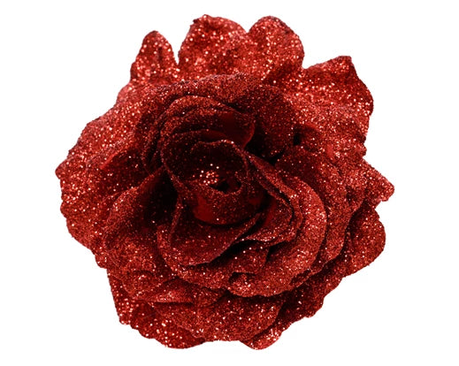 Christmas Rose Clip Decoration Red (7.5cm)