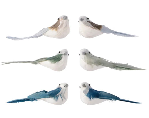 Christmas Bird on Clip 6 Pack Assortment (8cm)