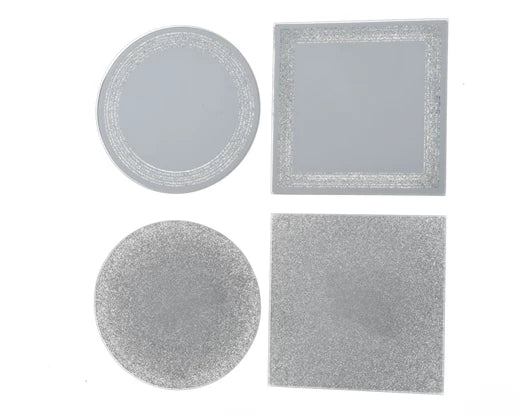 Christmas Mirror Plates in Round or Square Shape | Sliver (22 cm)