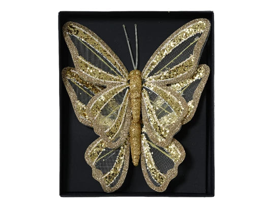 Christmas Butterfly clip Gold (L.14cm x W.12cm x H.1.5cm)