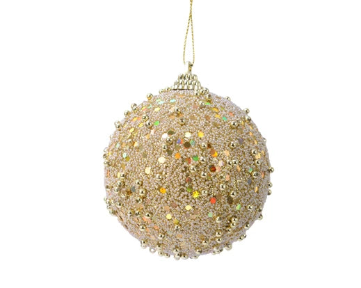 Christmas Bauble Glitter Beads & Sequins Light Gold (8cm)