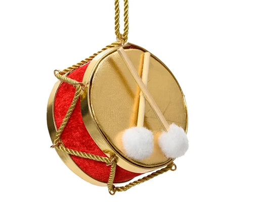 Christmas Hanging Drum Decoration velvet red (D11cm)