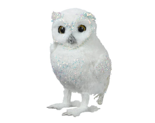 Christmas Owl Fur Glitter White (23cm)