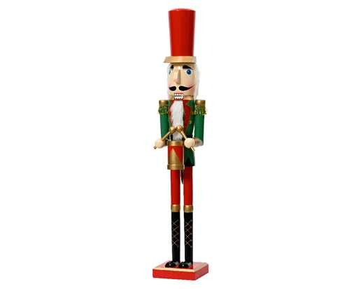 Christmas Nutcracker with Drum Red/Green Pinewood (76cm)