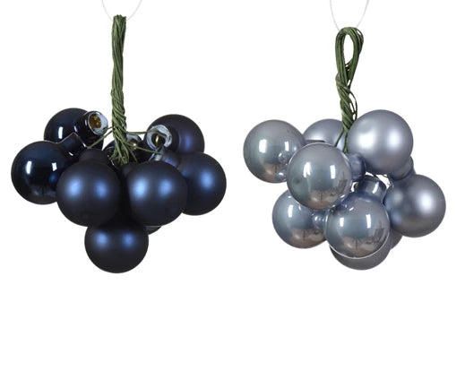 Baubles On Wire Glass Enamel-Matt | Dark Blue or Grey (2 cm)