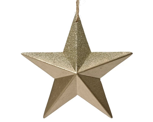 Star Hanging Christmas Decoration | Champagne (17x3 cm)