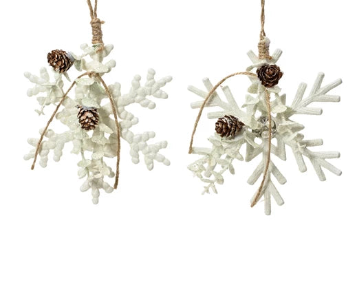 Snowflake with Pinecone & Bead Christmas Ornaments (15x13 cm)