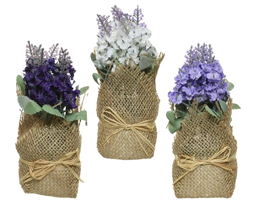 Faux Lavender Plant In Burlap